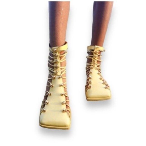 VHNY Vivienne Hu Lemon Studded Leather Straps Ankle Boots 7 - Picture 13 of 16